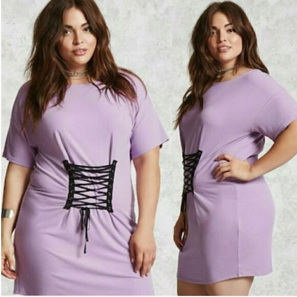 Forever 21 Dresses & Skirts - NWT Forever 21 Plus Lavender Corset Dress 3X Cyber Grunge